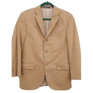 Ralph Lauren 3-Button Cotton Khaki Sport Suit Jacket Made In Italy Men Size 40R